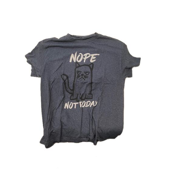 Angry Cat Nope Not Today Blue T-Shirt Mens L - Picture 1 of 3